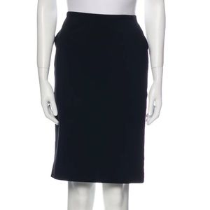 Giorgio Armani 100% Wool straight Pencil Skirt Black Slit Back Made in Italy